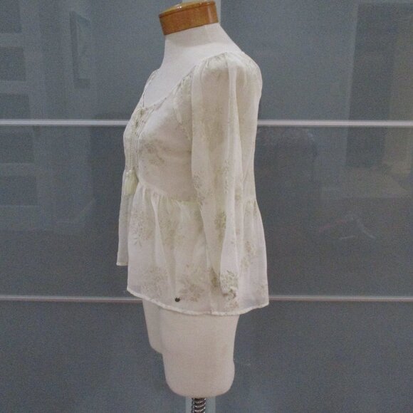 Abercrombie & Fitch 3/4 Sleeve Sheer Peasant Blouse - Picture 2 of 5